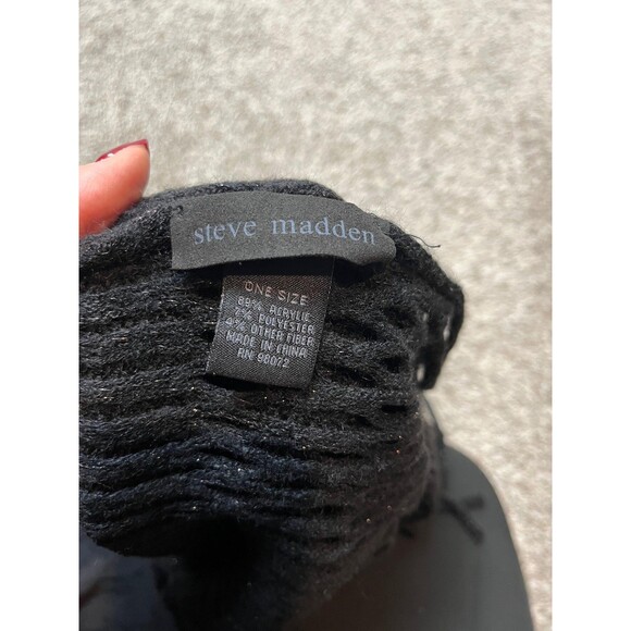 Steve Madden Scarf Womens One Size Black Knit Infinity Fringe Neck Warmer - Picture 4 of 5